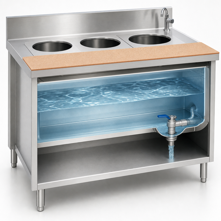 Product image #3 for La Rosa Gas Wet-Only Hot Food Table with Water Bath, 48 x 28 Inches, 3 Openings