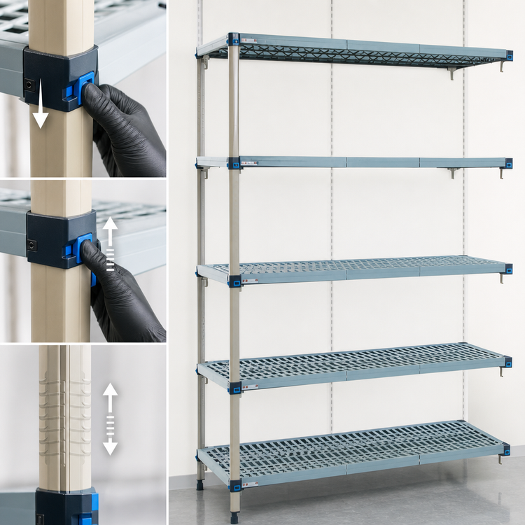 Product image #3 for MetroMax Q 5-Shelf Add-On Polymer Shelving Unit, 72W x 18D x 74H