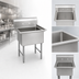 Thumbnail image #3 for BK Resources One-Compartment Stainless Steel Sink, No Drainboard, 15 x 15 x 14 Inch Bowl, 9 Inch Backsplash