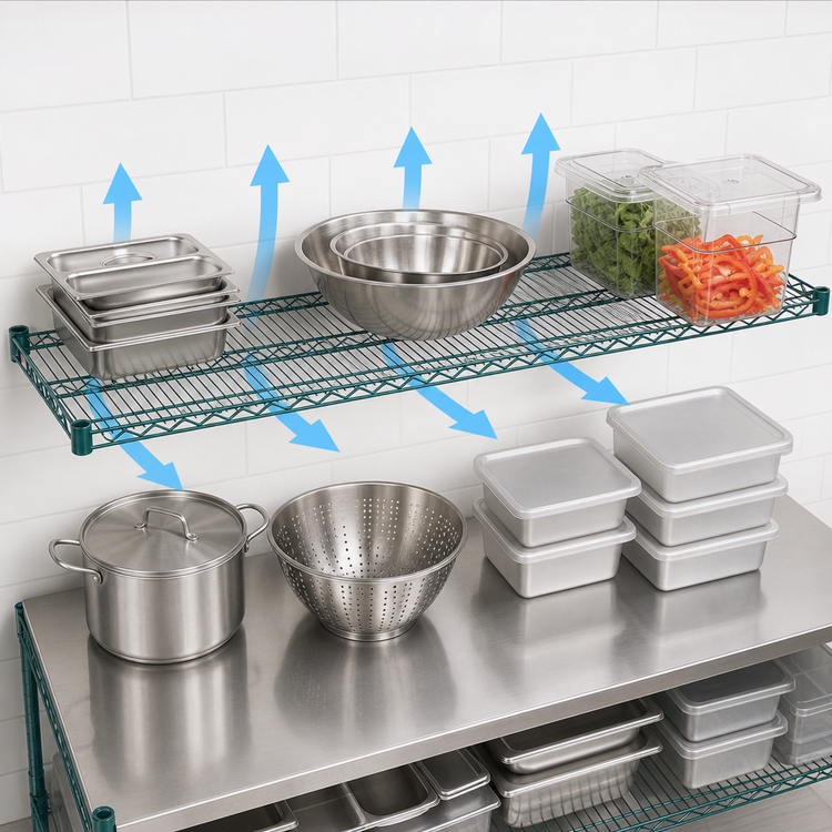 Product image #4 for Metro Super Erecta 72-Inch x 21-Inch Wire Shelf, Metroseal Green Epoxy-Coated with Microban
