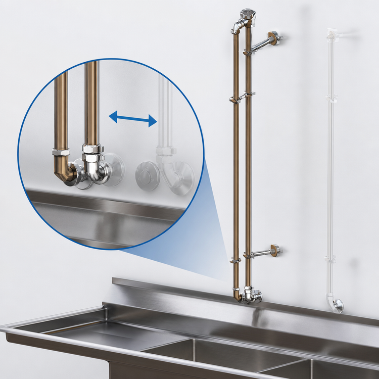 Product image #3 for T&S Brass B-0491-01 Wall-Mount Service Sink Faucet with Adjustable Centers, Elevated Vacuum Breaker and Rigid Nozzle