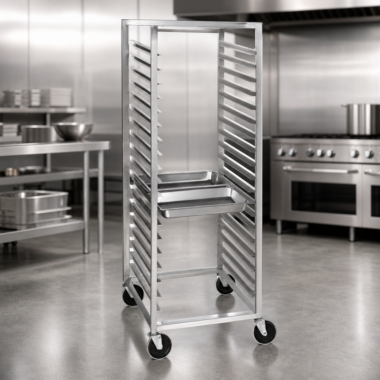 Product image #3 for Channel Mobile Stainless Steel 12 x 20 Steam Table Pan Rack, 34-Pan Capacity, Side Load