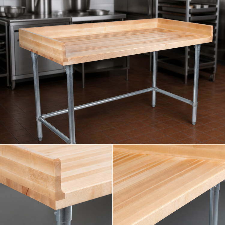 Product image #3 for John Boos DNB09 Baker's Top Wood Work Table with Galvanized Base, 72 x 30 Inches