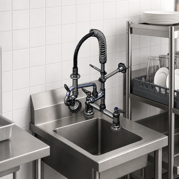 Product image #3 for T&S Brass Mini Pre-Rinse Unit with 8-Inch Deck Mount, Low-Flow Spray Valve, and 8-Inch Swing Nozzle