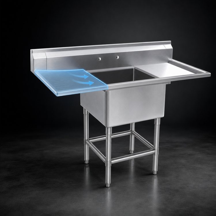 Product image #3 for Spec-Master 1-Compartment Stainless Steel Sink with Left Drainboard, 18 x 20 x 14 Bowl