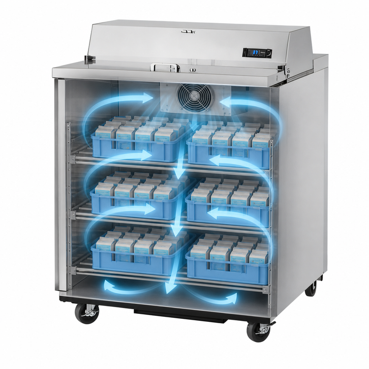 Product image #3 for True Mobile School Milk Cooler Cart, Forced-Air, 8 Crate Capacity, Stainless Steel
