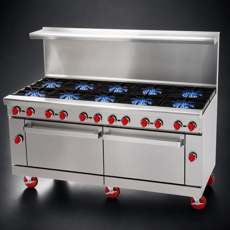 Product image #3 for American Range AR-12 72-Inch Commercial Gas Range with 12 Open Burners and 2 Standard Ovens