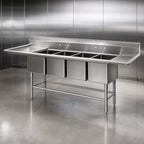 Thumbnail image #3 for Eagle Group Spec-Master FN2880-4-36-14/3 4-Compartment 14-Gauge Stainless Steel Sink, 20 x 28 x 14 Inch Bowls, Dual 36-Inch Drainboards