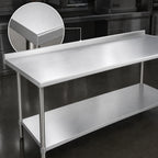 Thumbnail image #3 for Duke Manufacturing 316S-30120-2R Stainless Steel Work Table, 16-Gauge 300 Series Top, 1-1/8-Inch Riser, Undershelf, 30 x 120 Inches