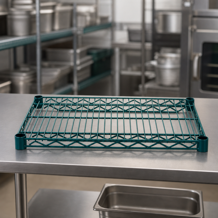 Product image #4 for Advance Tabco Special Value Series Heavy Duty Green Epoxy Coated Wire Shelf, 24 x 21 Inches