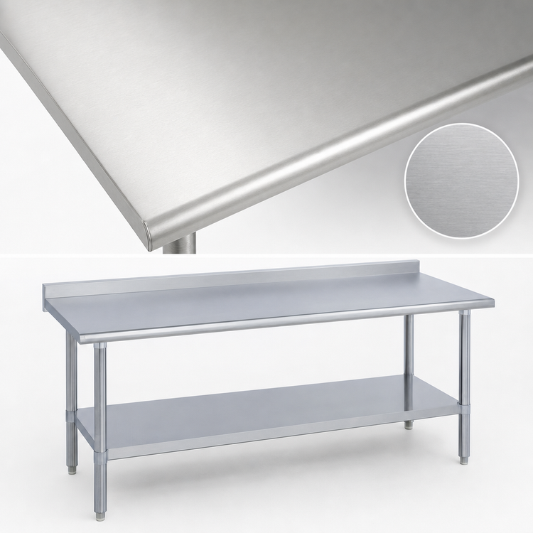Product image #3 for Duke Manufacturing 60-Inch x 24-Inch 416 Series Stainless Steel Work Table with 1-1/8-Inch Riser and Undershelf