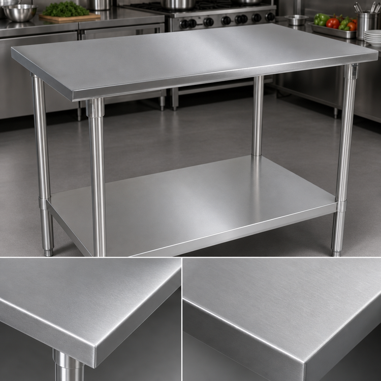 Product image #3 for John Boos 72 x 48 Inch Stainless Steel Top Work Table with Fixed Undershelf