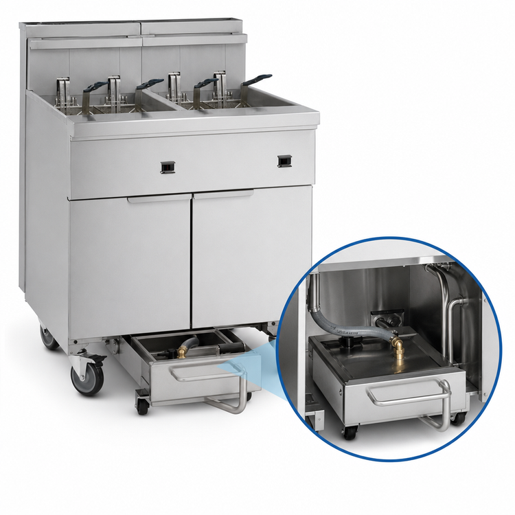 Product image #3 for Imperial IFSSP375ET Electric Floor Fryer with Space Saver Filter System, 3-Battery, 75 lb. Tanks, Electronic Thermostat