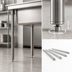Thumbnail image #4 for John Boos SLEG-22B-4-X Stainless Steel Sink Legs and Feet, 22-Inch Height, 1-5/8-Inch Diameter, Adjustable Bullet Feet, Set of 4