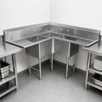 Thumbnail image #3 for John Boos Pro-Bowl 3PBCS184-2D30 3-Compartment Stainless Steel Corner Sink with Dual 30-Inch Drainboards, 14-Inch Deep Compartments