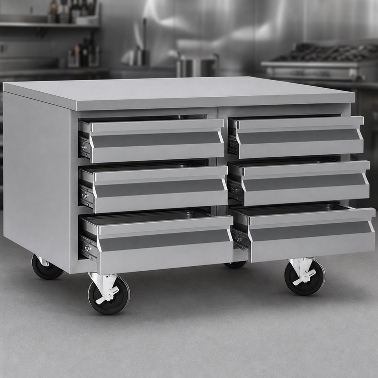 Product image #3 for Southbend Platinum 96-Inch Remote Low-Height Stainless Steel Freezer Base with 6 Self-Closing Drawers