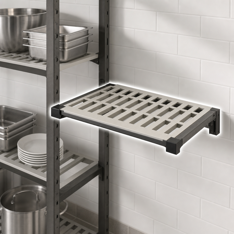 Product image #3 for Cambro Camshelving Elevation Series 24-Inch Deep x 42-Inch Long Wall-Mounted Vented Add-On Shelf Kit