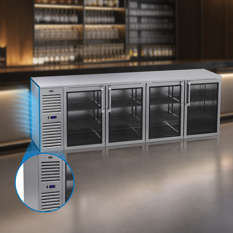 Product image #3 for Krowne 108-Inch Four-Section Self-Contained Refrigerated Back Bar Storage Cabinet