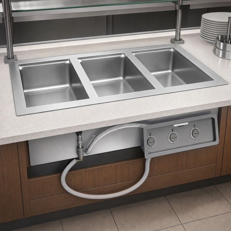 Product image #3 for Wells MOD-327TDM Built-In Top-Mount Electric Hot Well Food Warmer, 3 Openings