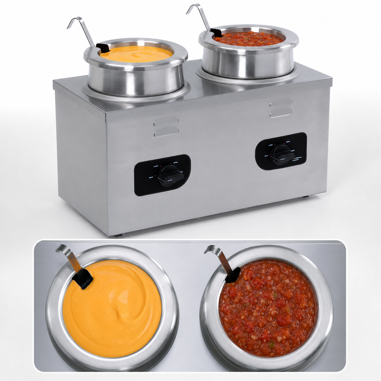 Product image #3 for Nemco Countertop Twin-Well Cooker/Warmer, 2 x 4-Quart Wet Heat, 120V