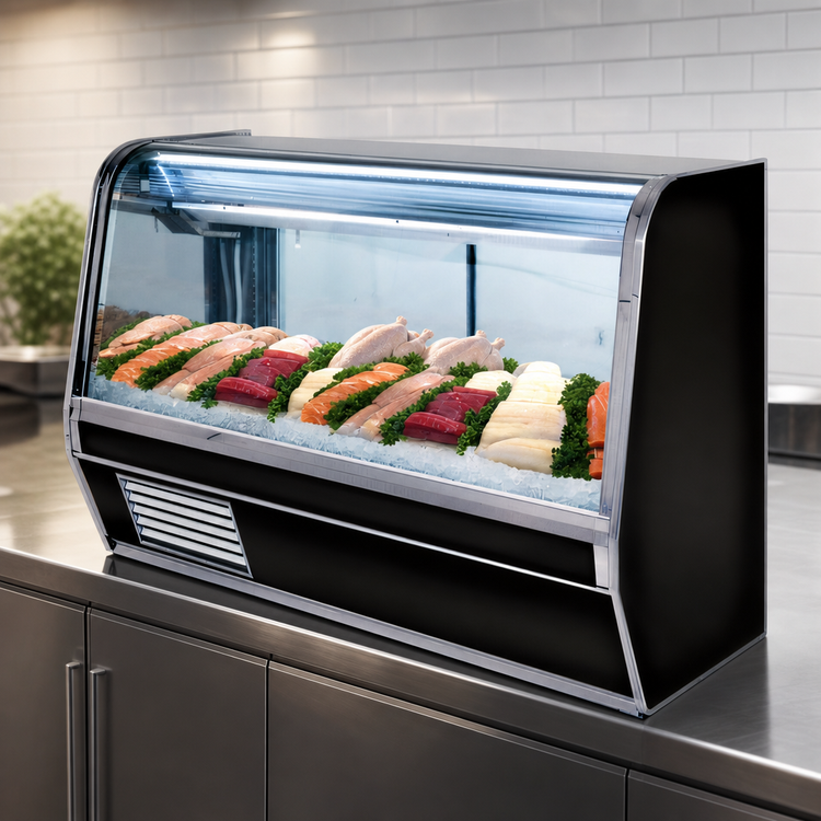 Product image #3 for Howard-McCray 50-Inch Remote Fish & Poultry Service Case with Curved Glass and LED Lighting