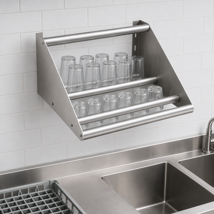 Product image #3 for Wall-Mounted Tubular Glass Rack Sorting Shelf, 42 x 18-1/2 Inches, 304 Stainless Steel