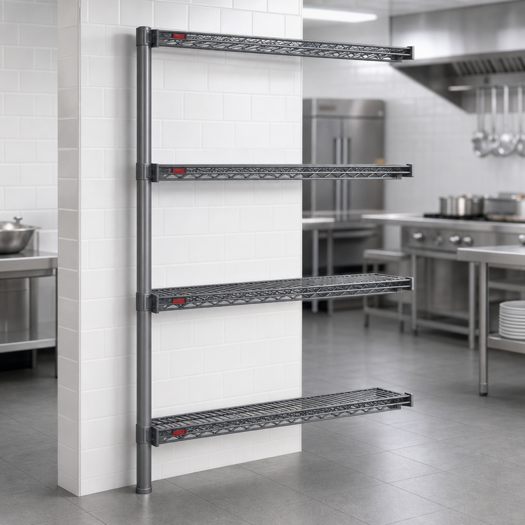 Product image #3 for Eagle Valu-Master 4-Tier Add-On Wire Shelving Unit, 42 x 21 x 74 Inches, Pewter Gray Epoxy