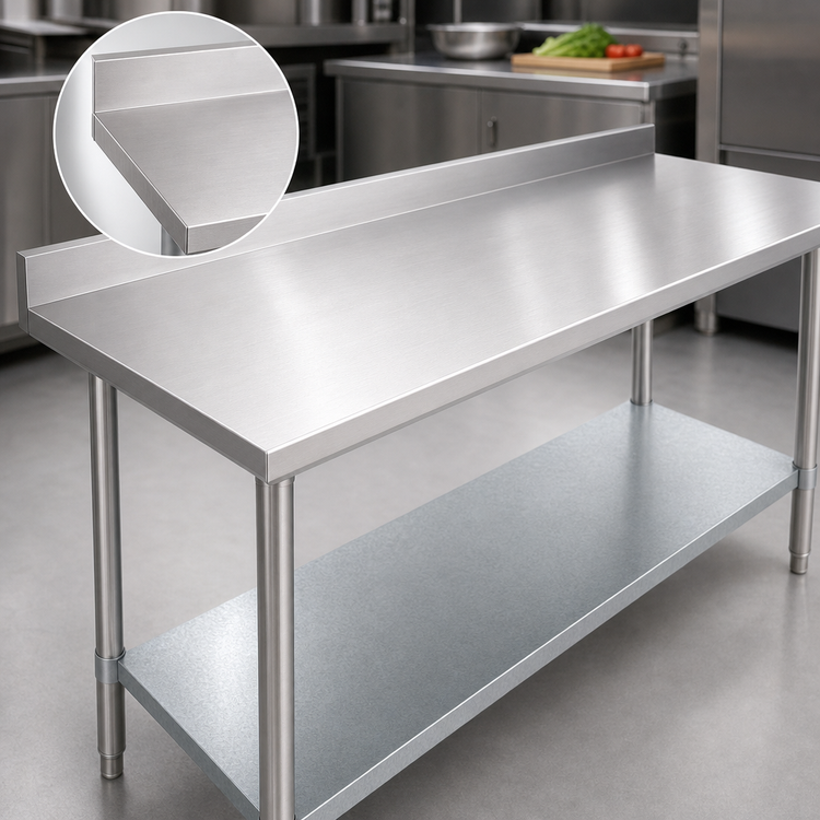 Product image #3 for Duke Deluxe 120-Inch x 30-Inch Stainless Steel Work Table with 1-1/8-Inch Riser and Galvanized Undershelf