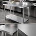 Thumbnail image #3 for Thunder Group 72-Inch x 30-Inch 18-Gauge 430 Stainless Steel Flat Top Work Table with 4-Inch Backsplash and Undershelf