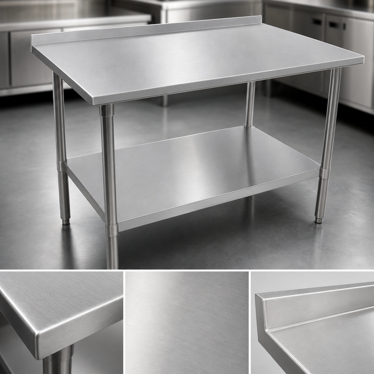Product image #3 for John Boos Stallion 60-Inch x 30-Inch Stainless Steel Top Work Table with Rear Backsplash and Adjustable Undershelf