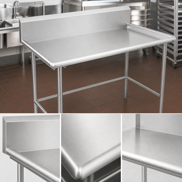 Product image #3 for John Boos 60-7/8-Inch x 30-3/8-Inch Stainless Steel Dish Sorting Table with 10-Inch Rear Riser