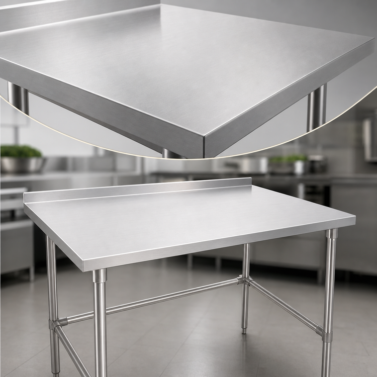 Product image #3 for John Boos Stallion 30 x 30 Inch Stainless Steel Work Table with 1-1/2 Inch Rear Backsplash