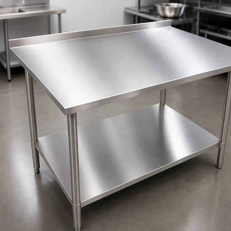 Product image #3 for John Boos Stallion 60 Inch x 36 Inch Stainless Steel Work Table with 1-1/2 Inch Rear Backsplash and Adjustable Undershelf