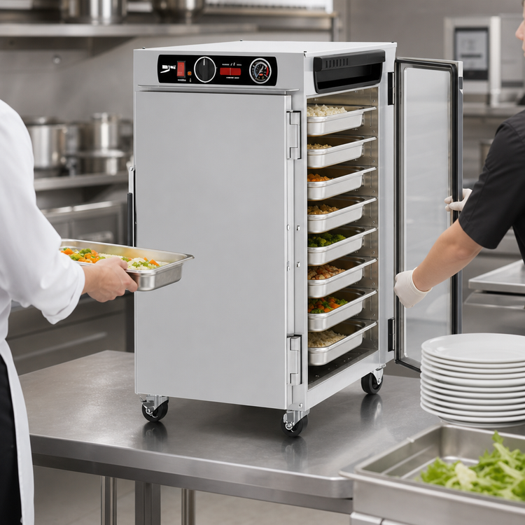 Product image #4 for Metro HotBlox™ Narrow 8-Pan Pass-Thru Undercounter Insulated Holding Cabinet, Solid Front/Clear Rear Door, Analog Control