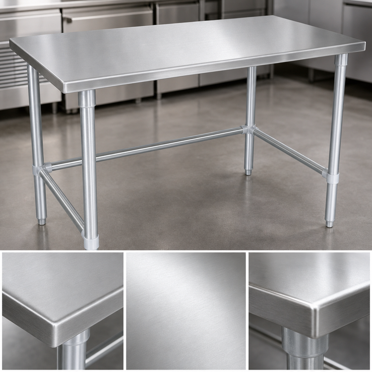 Product image #3 for John Boos Stallion 84"W x 36"D 14-Gauge Stainless Steel Top Work Table with Galvanized Base