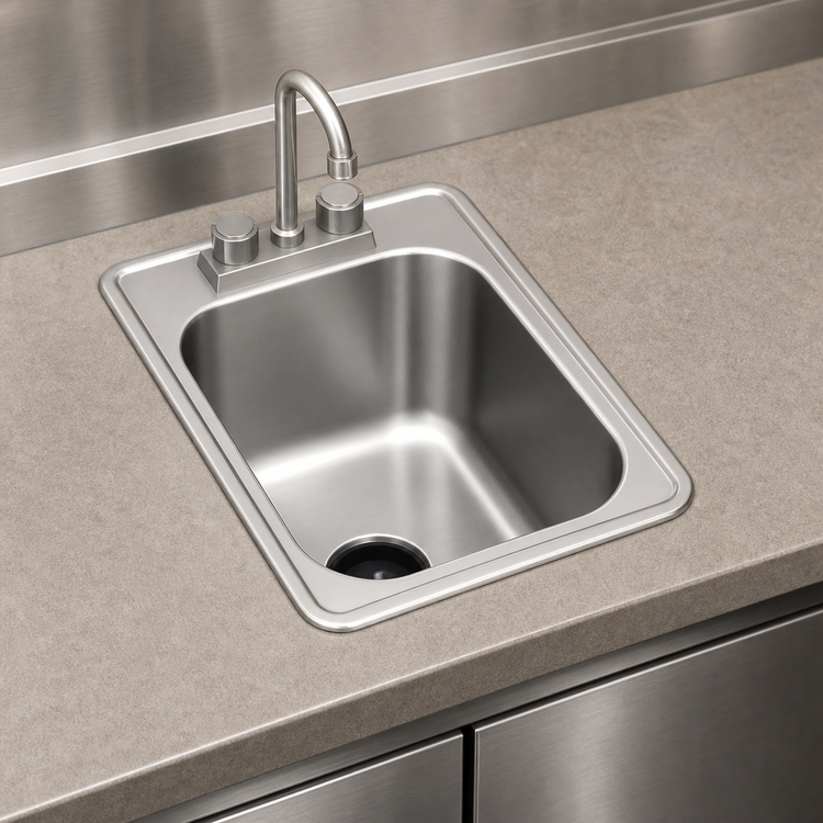 Product image #3 for Eagle Group Self-Rimming Drop-In Sink, 1 Compartment, 22 x 22 x 13-1/2 Inch Bowl, Includes 12-Inch Swivel Spout Faucet