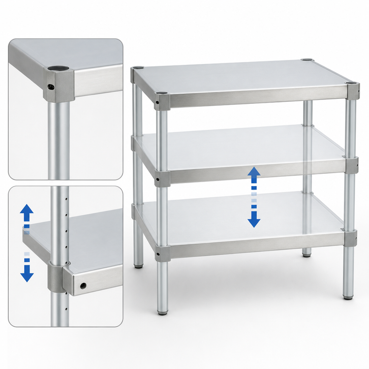 Product image #3 for New Age Modular Stationary Aluminum Equipment Stand, 24 in. W x 18 in. D x 36 in. H, with 2 Adjustable Solid Shelves