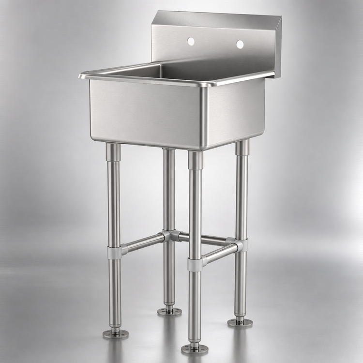 Product image #3 for Advance Tabco Freestanding 1-Station Stainless Steel Service Sink with 10-Inch Deep Bowl