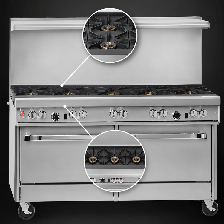 Product image #3 for Southbend Ultimate 60-Inch Gas Restaurant Range with 6 Open Burners, 24-Inch Raised Griddle/Broiler and 2 Standard Ovens