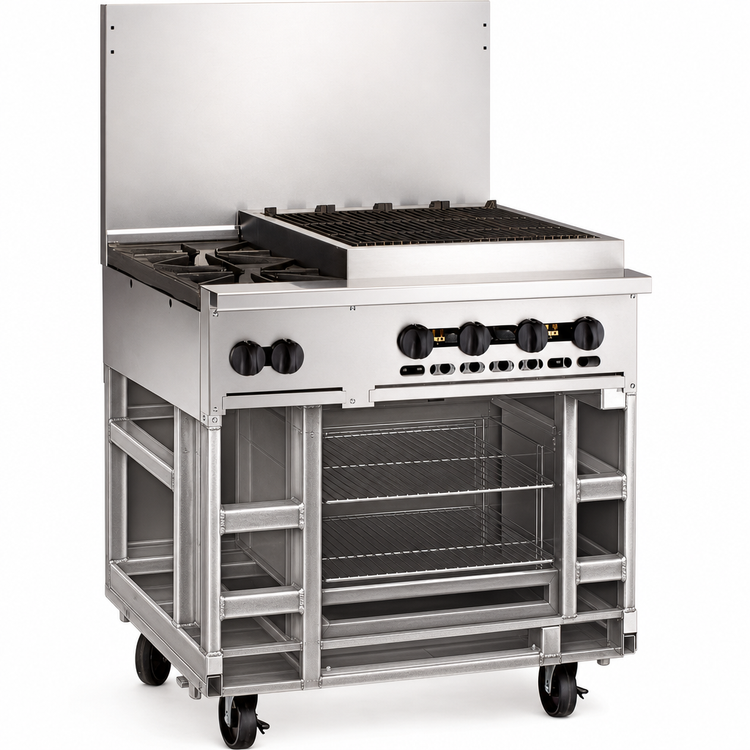 Product image #3 for Vulcan Endurance 36-Inch Natural Gas Restaurant Range with 2 Open Burners, 24-Inch Charbroiler and Standard Oven