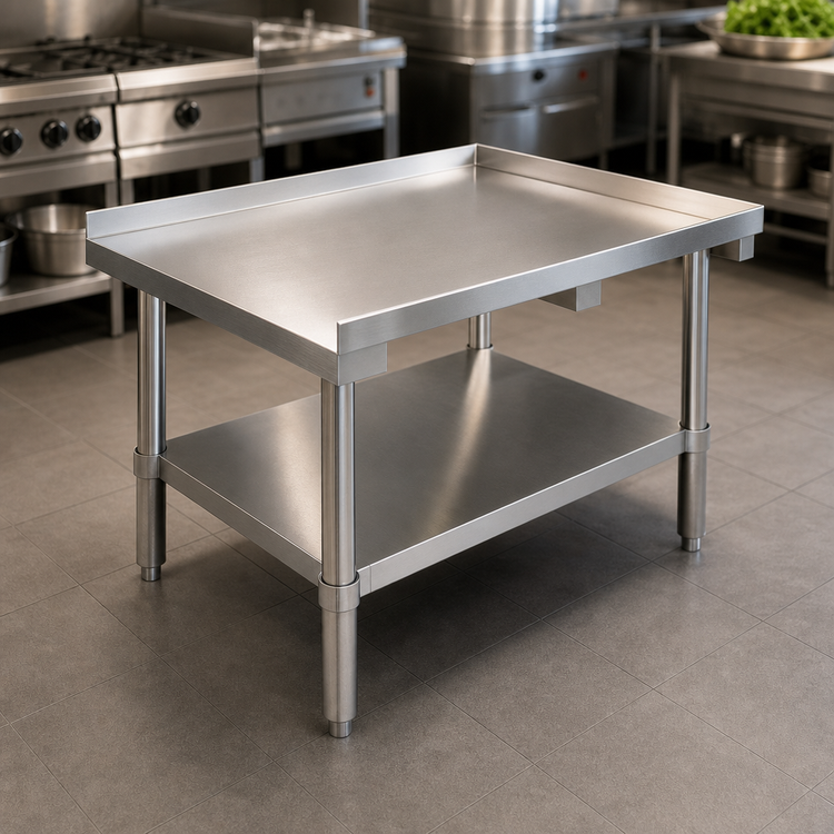 Product image #3 for Premium Stainless Steel Equipment Stand with Adjustable Undershelf and 2-Inch Up-Turn, 48-1/2 x 30 x 24 Inches