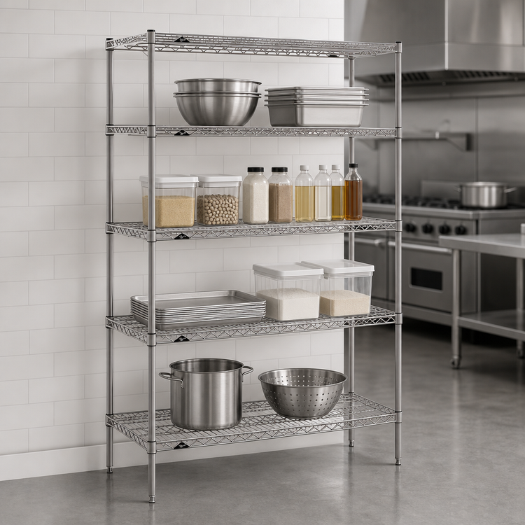 Product image #3 for Metro Super Erecta 54" x 18" x 63" Stationary Wire Shelving Starter Unit with 4 Shelves