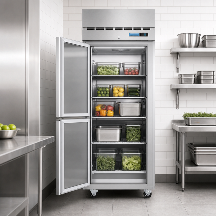 Product image #3 for Hoshizaki Steelheart One-Section Reach-In Refrigerator with Half-Height Solid Left-Hinged Doors, 23.1 Cu. Ft.