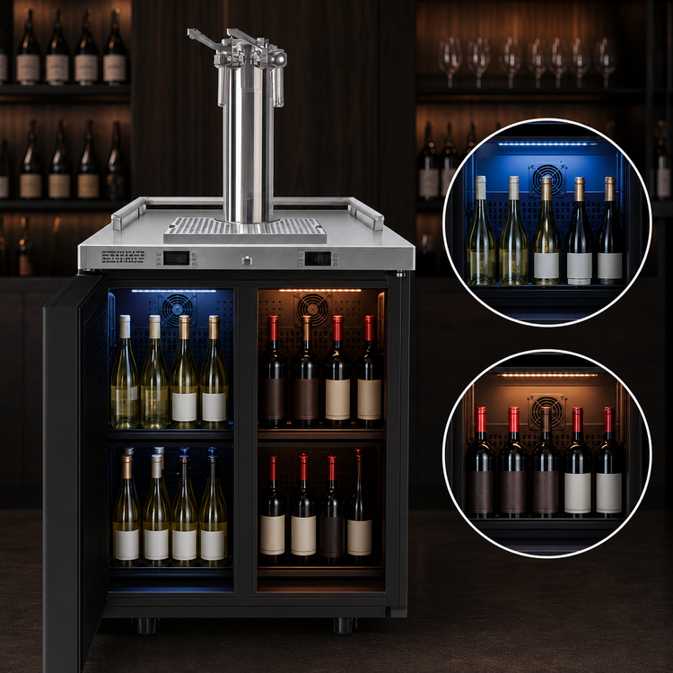 Product image #3 for Pro-Line E-Series One-Section Dual-Temperature Wine Cooler Dispenser with 2-Faucet Finesse Wine Font, 25-Inch Wide, 8.4 Cu. Ft.