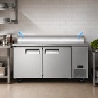 Thumbnail image #3 for Atosa MGF67GR 67-Inch 2-Door Reach-In Worktop Refrigerator with 4-Inch Backsplash, 18.5 Cu. Ft.
