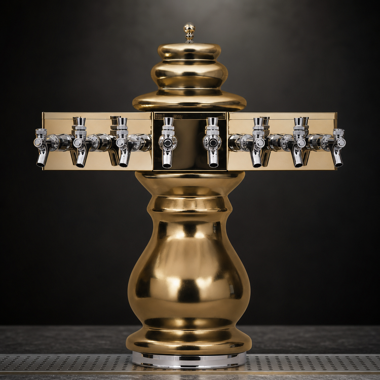 Product image #3 for Glastender Braumeister 8-Faucet Polished Brass Air-Cooled Draft Dispensing Tower