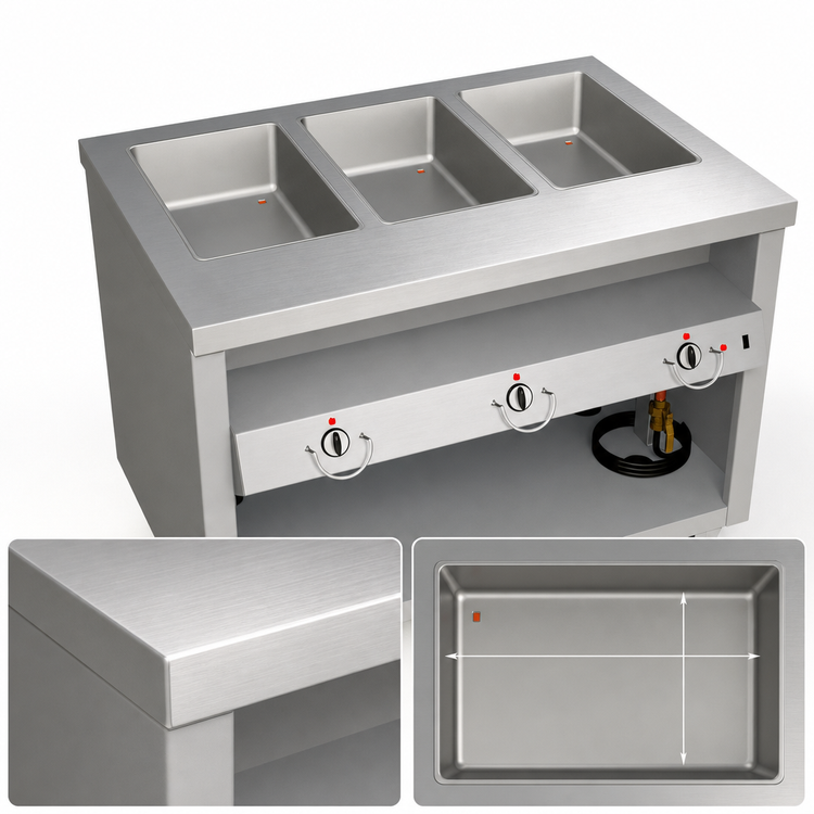 Product image #3 for Thurmaduke TEHF-46 46-Inch Mobile Electric Hot Food Unit with 3 Sealed Wells