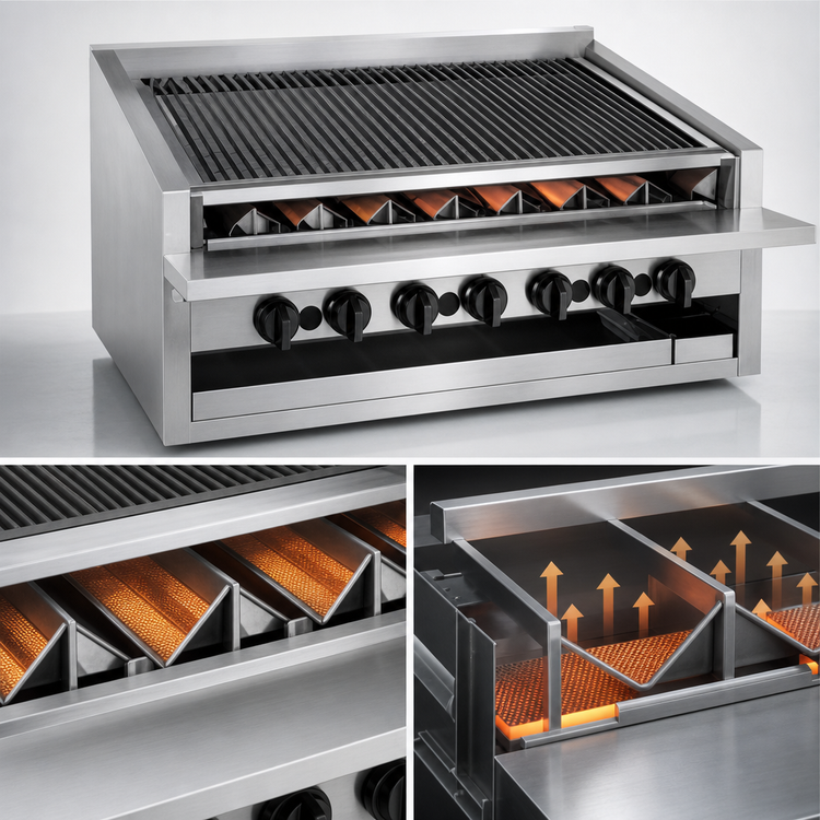 Product image #3 for MagiKitch'n APM-RMB-672 72 Inch Low Profile Radiant Gas Charbroiler