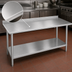 Thumbnail image #3 for Duke 108-Inch x 24-Inch 14-Gauge Stainless Steel Work Table with 1-1/8-Inch Riser and Undershelf