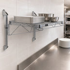 Thumbnail image #3 for Quantum WC14-CB2160GY Single-Shelf Wall-Mount Cantilever Wire Shelf, 60 x 21 Inches, Gray Epoxy Antimicrobial Finish, NSF